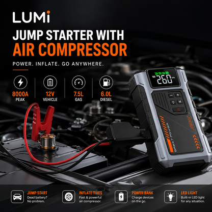 LUMi™ 3-in-1 Portable Jump Starter with Air Compressor