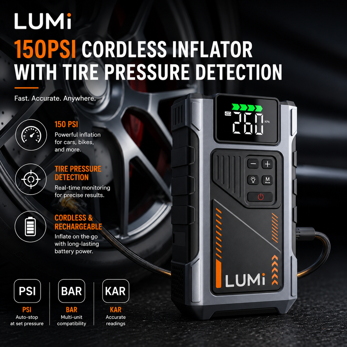 LUMi™ 3-in-1 Portable Jump Starter with Air Compressor