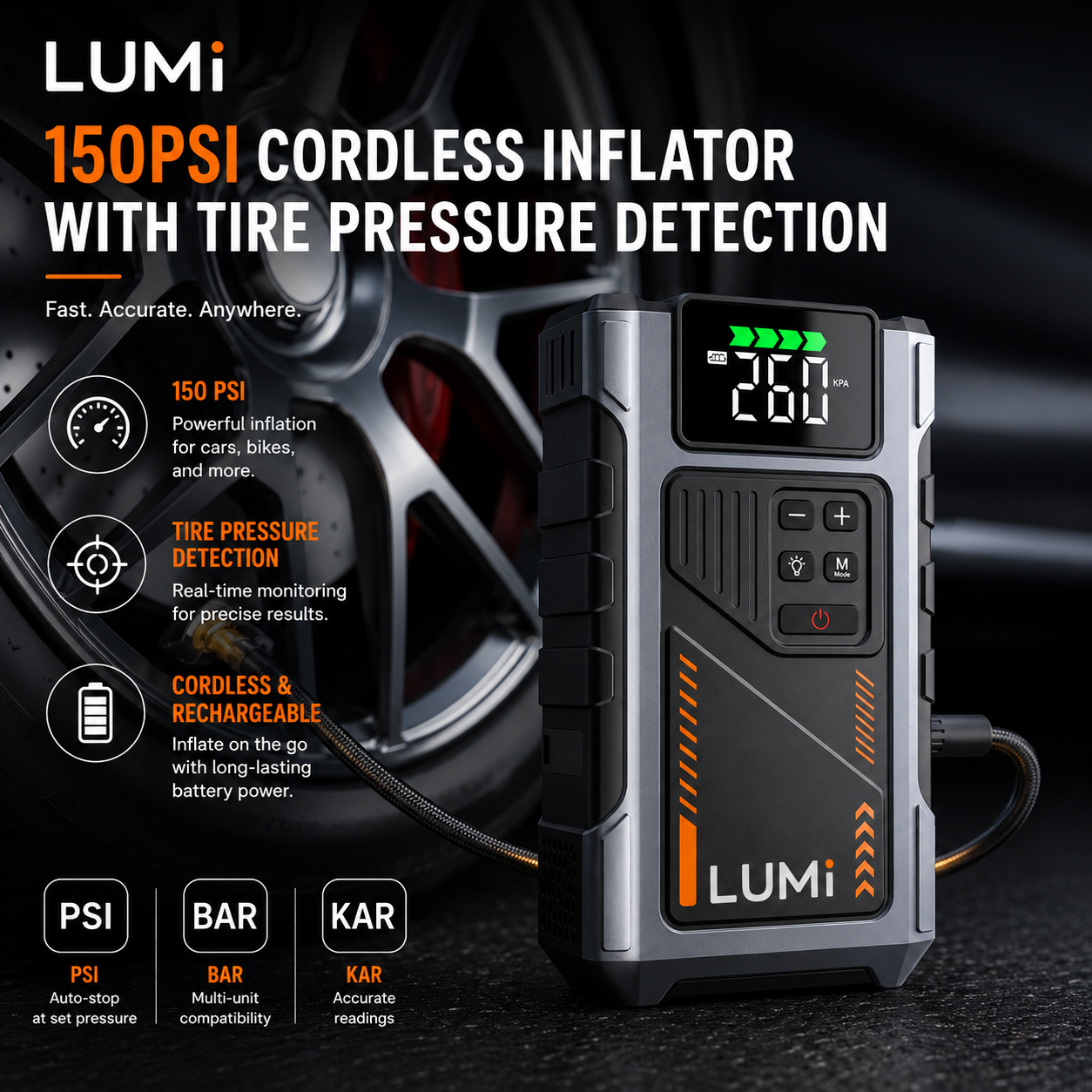 LUMi™ 3-in-1 Portable Jump Starter with Air Compressor