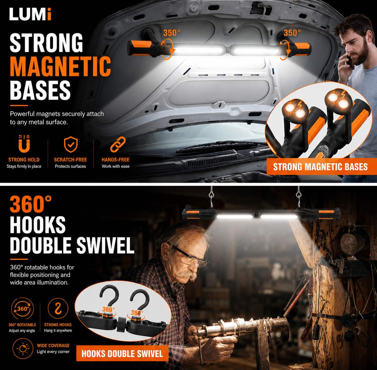 LUMI™ 2 Pack 360° High Lumens Magnetic Work Light