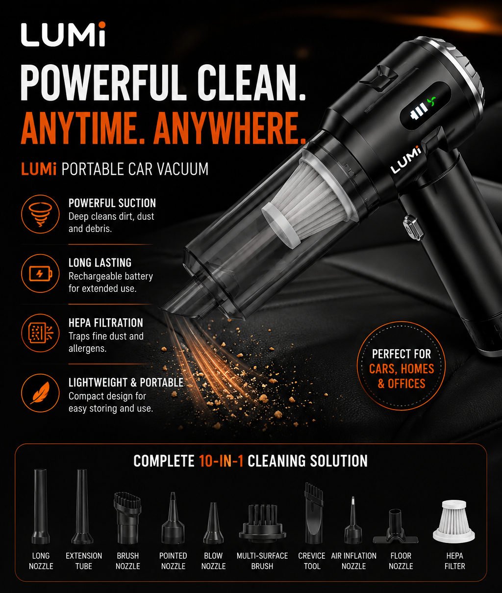 LUMI™ Portable Cordless Car Vacuum