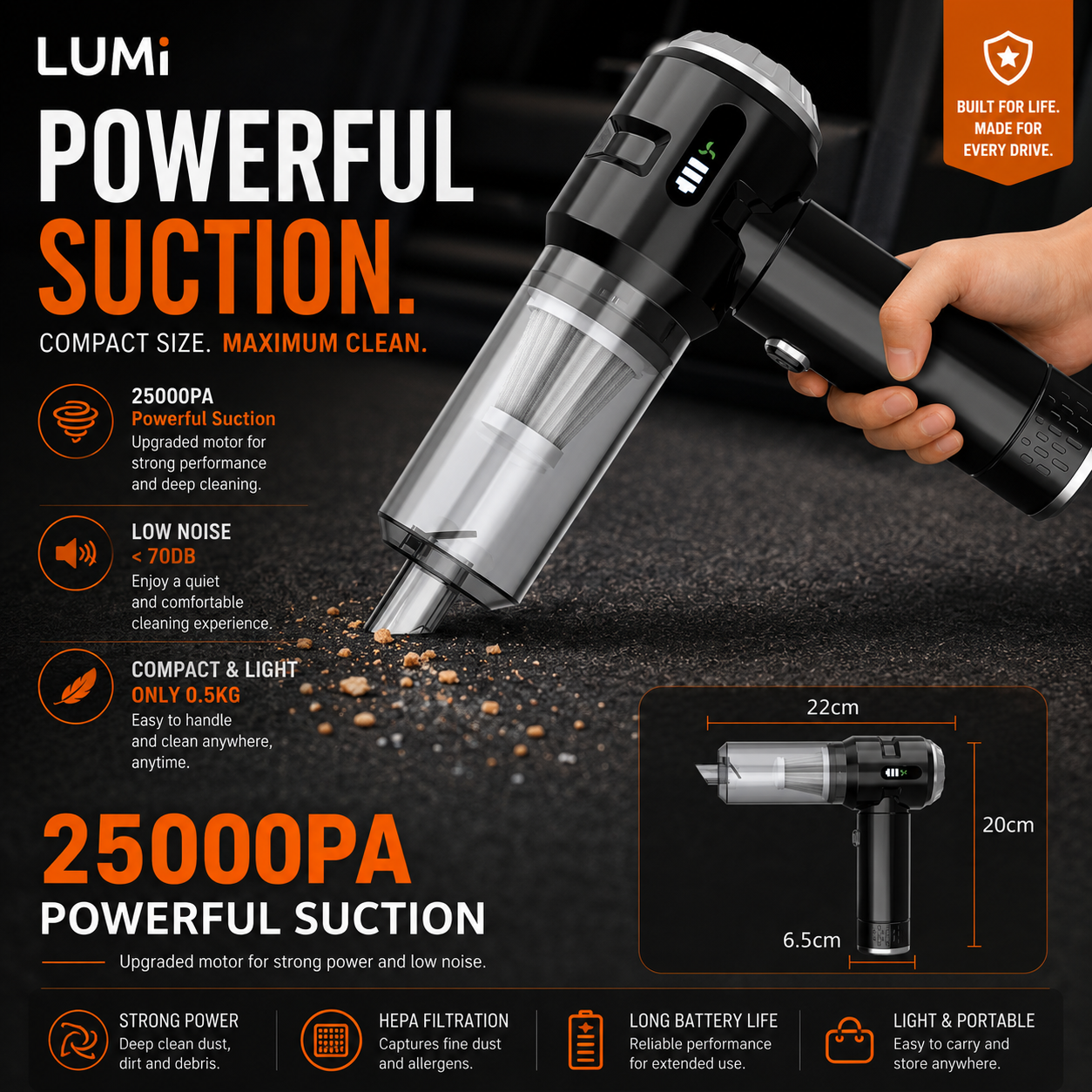 LUMI™ Portable Cordless Car Vacuum